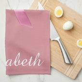 クリスマススノーフレークピンク光沢リボン及びダイヤモンド キッチンタオル (四つ折り)