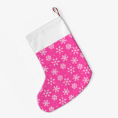 クリスマススノーフレークピンク白い犬の名前 スモールクリスマスストッキング (裏面 (吊り時))