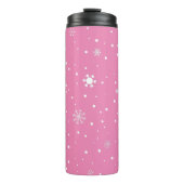 クリスマススノーフレークピンク&ホワイト水玉模様 タンブラー (正面)