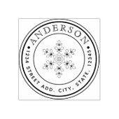 クリスマススノーフレークファミリー名円形アドレス ラバースタンプ (インプリント)