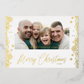 クリスマススノーフレークファンシーミニマモダンリストの写真 箔シーズンカード (正面)