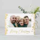 クリスマススノーフレークファンシーミニマモダンリストの写真 箔シーズンカード (立ち正面)