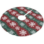 クリスマススノーフレークフェイクニット赤い緑のパターン ブラッシュドポリエステルツリースカート (アングル)