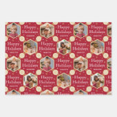 クリスマススノーフレークフォトグリーンレッドブラック3 ラッピングペーパーシート (正面3)