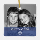 クリスマススノーフレークフォトフレームモダン- セラミックオーナメント (正面)