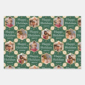 クリスマススノーフレークフォトレッドグリーンブルー3 ラッピングペーパーシート (正面3)