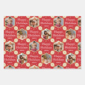 クリスマススノーフレークフォトレッドグリーンブルー3 ラッピングペーパーシート (正面)