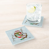 クリスマススノーフレークフクロウ ガラスコースター (アングル)