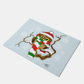 クリスマススノーフレークフクロウ ドアマット (アングル)