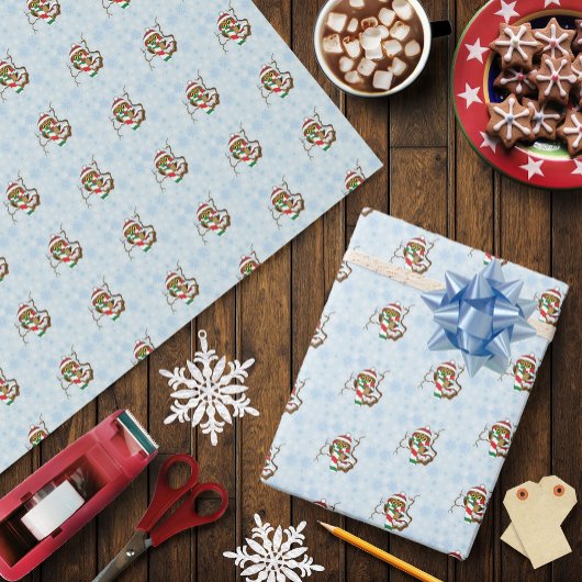 クリスマススノーフレークフクロウ ラッピングペーパー