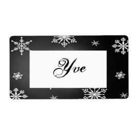 クリスマススノーフレークブラックアンドグレーテンプレートI ラベル