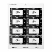 クリスマススノーフレークブラックアンドグレーテンプレートI ラベル (フルシート)