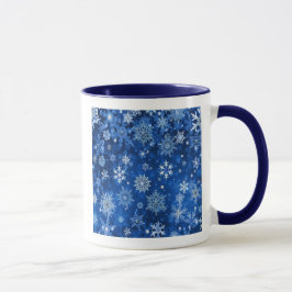 クリスマススノーフレークブルーとシルバーマグカップ マグカップ