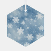 クリスマススノーフレークブルースカイ ガラスオーナメント (裏面)