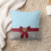 クリスマススノーフレークブルーレッドグレー クッション (ブランケット)