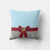 クリスマススノーフレークブルーレッドグレー クッション (裏面)