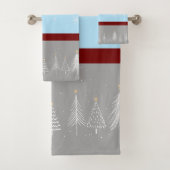 クリスマススノーフレークブルーレッドグレー バスタオルセット (インサイチュ)