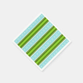 クリスマススノーフレークブルー&グリーンストライプのパターン スタンダードカクテルナプキン (角)