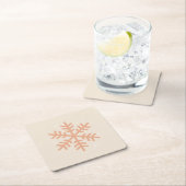 クリスマススノーフレークベージュ スクエアペーパーコースター (インサイチュ)
