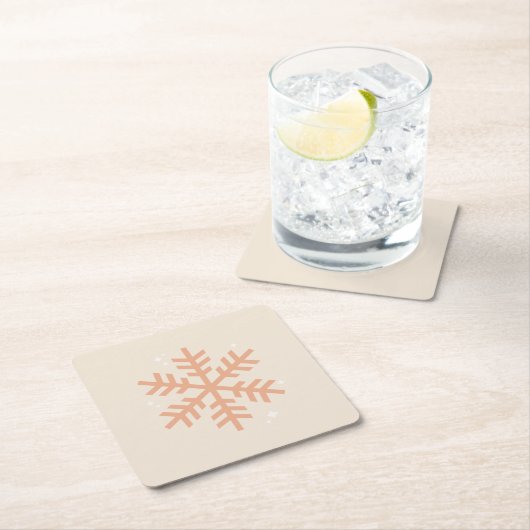 クリスマススノーフレークベージュ スクエアペーパーコースター (インサイチュ)