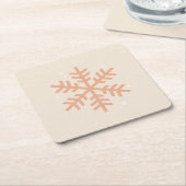 クリスマススノーフレークベージュ スクエアペーパーコースター (アングル)