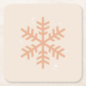 クリスマススノーフレークベージュ スクエアペーパーコースター (正面)