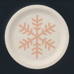 クリスマススノーフレークベージュ ペーパープレート<br><div class="desc">クリスマスイラストレーション – スノーフレーク – ニュートラルベージュ/アーストーンホリデークリスマスプリント。</div>