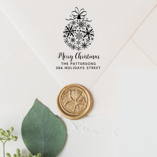 クリスマススノーフレークボーブルネーム差出人住所 セルフインキングスタンプ