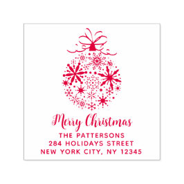 クリスマススノーフレークボーブルネーム差出人住所 セルフインキングスタンプ