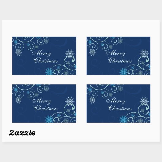 クリスマススノーフレークメリークリスマスステッカー 長方形シール (シート)