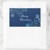 クリスマススノーフレークメリークリスマスステッカー 長方形シール (バッグ)