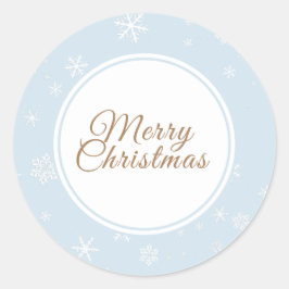 クリスマススノーフレークメリークリスマスブルーホリデー ラウンドシール