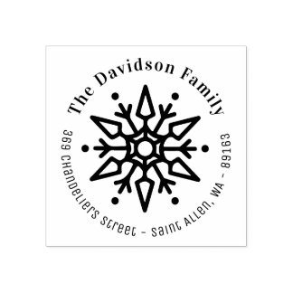クリスマススノーフレークモダン差出人住所 ラバースタンプ