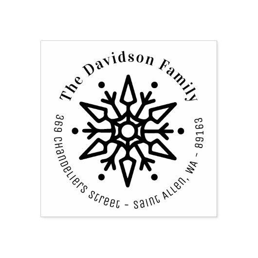 クリスマススノーフレークモダン差出人住所 ラバースタンプ (インプリント)