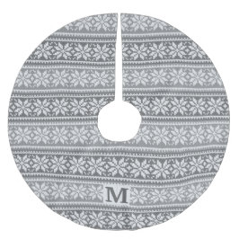 クリスマススノーフレークモノグラムグレーニットセーター ブラッシュドポリエステルツリースカート