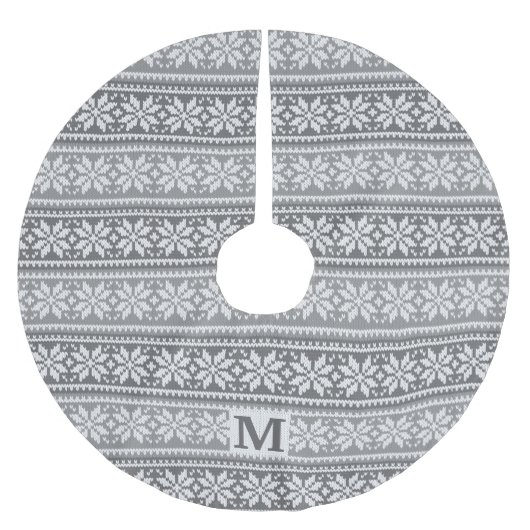 クリスマススノーフレークモノグラムグレーニットセーター ブラッシュドポリエステルツリースカート (正面)