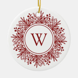 クリスマススノーフレークモノグラム セラミックオーナメント