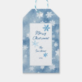 クリスマススノーフレークライトブルースカイ ギフトタグ (正面)