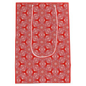クリスマススノーフレークラグジュアリーパターンレッド ミディアムペーパーバッグ (裏面)