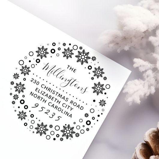 クリスマススノーフレークリース名&差出人住所 セルフインキングスタンプ