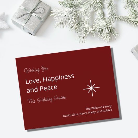 クリスマススノーフレークレッドフェスティバルファミリー シーズンポストカード