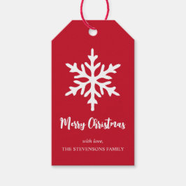 クリスマススノーフレークレッドミニマリストホリデーパーティー ギフトタグ