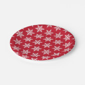 クリスマススノーフレークレッドミニマリストホリデーパーティー ペーパープレート (アングル)