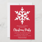 クリスマススノーフレークレッドミニマリストホリデーパーティー 招待状 (正面)