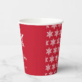 クリスマススノーフレークレッドミニマリストホリデーパーティー 紙コップ (左)