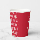 クリスマススノーフレークレッドミニマリストホリデーパーティー 紙コップ (右)
