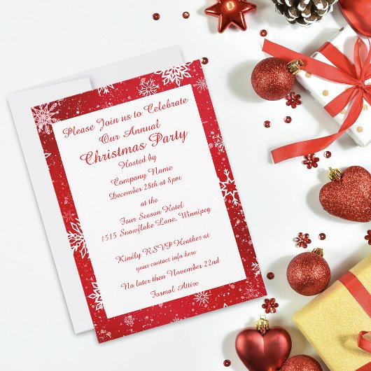 クリスマススノーフレークレッド 招待状