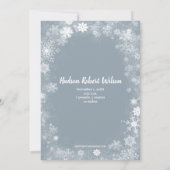 クリスマススノーフレーク写真の誕生のお知らせ シーズンカード (裏面)