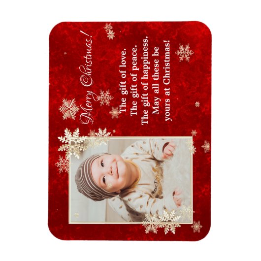 クリスマススノーフレーク写真の願い マグネット (縦)