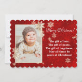 クリスマススノーフレーク写真の願い 招待状 (正面)